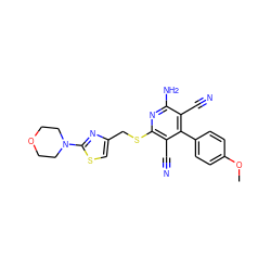 COc1ccc(-c2c(C#N)c(N)nc(SCc3csc(N4CCOCC4)n3)c2C#N)cc1 ZINC000473135056