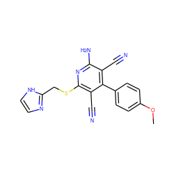 COc1ccc(-c2c(C#N)c(N)nc(SCc3ncc[nH]3)c2C#N)cc1 ZINC000013580870