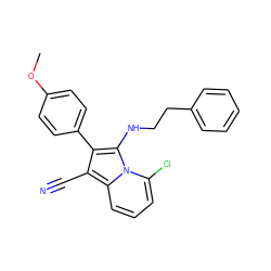 COc1ccc(-c2c(C#N)c3cccc(Cl)n3c2NCCc2ccccc2)cc1 ZINC000036185216