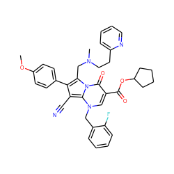 COc1ccc(-c2c(C#N)c3n(Cc4ccccc4F)cc(C(=O)OC4CCCC4)c(=O)n3c2CN(C)CCc2ccccn2)cc1 ZINC000027320384