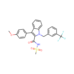 COc1ccc(-c2c(C(=O)NS(C)(=O)=O)n(Cc3cccc(C(F)(F)F)c3)c3ccccc23)cc1 ZINC000034717729