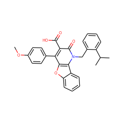 COc1ccc(-c2c(C(=O)O)c(=O)n(Cc3ccccc3C(C)C)c3c2oc2ccccc23)cc1 ZINC000027711148