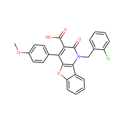 COc1ccc(-c2c(C(=O)O)c(=O)n(Cc3ccccc3Cl)c3c2oc2ccccc23)cc1 ZINC000027704005