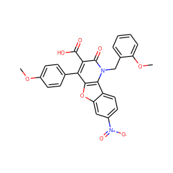 COc1ccc(-c2c(C(=O)O)c(=O)n(Cc3ccccc3OC)c3c2oc2cc([N+](=O)[O-])ccc23)cc1 ZINC000027706809