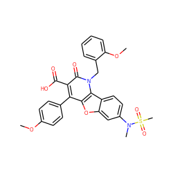 COc1ccc(-c2c(C(=O)O)c(=O)n(Cc3ccccc3OC)c3c2oc2cc(N(C)S(C)(=O)=O)ccc23)cc1 ZINC000027709719