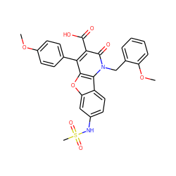 COc1ccc(-c2c(C(=O)O)c(=O)n(Cc3ccccc3OC)c3c2oc2cc(NS(C)(=O)=O)ccc23)cc1 ZINC000100050291