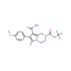 COc1ccc(-c2c(C(N)=O)c3n(c2C)CCN(C(=O)NC(C)(C)C)C3)cc1 ZINC001772600516