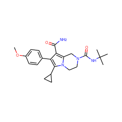 COc1ccc(-c2c(C(N)=O)c3n(c2C2CC2)CCN(C(=O)NC(C)(C)C)C3)cc1 ZINC000112973566