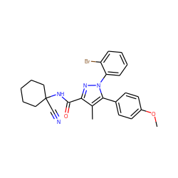 COc1ccc(-c2c(C)c(C(=O)NC3(C#N)CCCCC3)nn2-c2ccccc2Br)cc1 ZINC000071316935