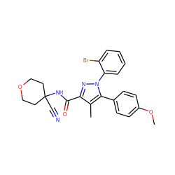 COc1ccc(-c2c(C)c(C(=O)NC3(C#N)CCOCC3)nn2-c2ccccc2Br)cc1 ZINC000071317570