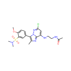 COc1ccc(-c2c(C)nc3c(NCCNC(C)=O)cc(Cl)nn23)cc1S(=O)(=O)N(C)C ZINC001772615110