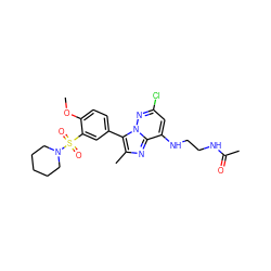 COc1ccc(-c2c(C)nc3c(NCCNC(C)=O)cc(Cl)nn23)cc1S(=O)(=O)N1CCCCC1 ZINC001772645053