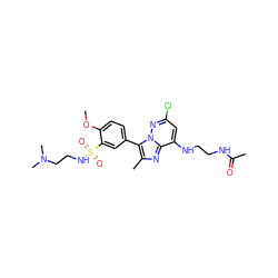 COc1ccc(-c2c(C)nc3c(NCCNC(C)=O)cc(Cl)nn23)cc1S(=O)(=O)NCCN(C)C ZINC001772620711