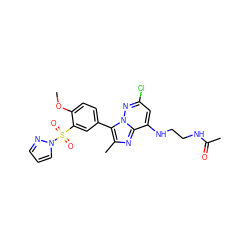 COc1ccc(-c2c(C)nc3c(NCCNC(C)=O)cc(Cl)nn23)cc1S(=O)(=O)n1cccn1 ZINC001772654339