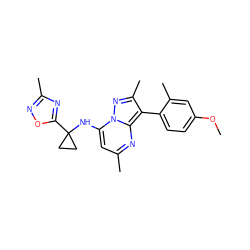 COc1ccc(-c2c(C)nn3c(NC4(c5nc(C)no5)CC4)cc(C)nc23)c(C)c1 ZINC000064559155