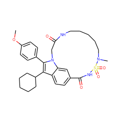 COc1ccc(-c2c(C3CCCCC3)c3ccc4cc3n2CC(=O)NCCCCCN(C)S(=O)(=O)NC4=O)cc1 ZINC000084654600