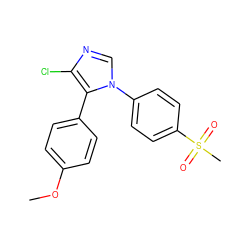 COc1ccc(-c2c(Cl)ncn2-c2ccc(S(C)(=O)=O)cc2)cc1 ZINC000013525166