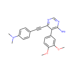 COc1ccc(-c2c(N)ncnc2C#Cc2ccc(N(C)C)cc2)cc1OC ZINC000028646507