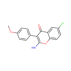 COc1ccc(-c2c(N)oc3ccc(Cl)cc3c2=O)cc1 ZINC000101504538