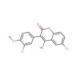 COc1ccc(-c2c(O)c3cc(Cl)ccc3oc2=O)cc1Cl ZINC000082158319