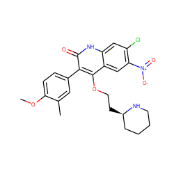 COc1ccc(-c2c(OCC[C@@H]3CCCCN3)c3cc([N+](=O)[O-])c(Cl)cc3[nH]c2=O)cc1C ZINC000029416967