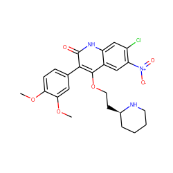 COc1ccc(-c2c(OCC[C@@H]3CCCCN3)c3cc([N+](=O)[O-])c(Cl)cc3[nH]c2=O)cc1OC ZINC000029415911