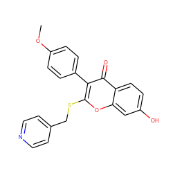 COc1ccc(-c2c(SCc3ccncc3)oc3cc(O)ccc3c2=O)cc1 ZINC000013581390