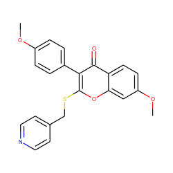 COc1ccc(-c2c(SCc3ccncc3)oc3cc(OC)ccc3c2=O)cc1 ZINC000013581378