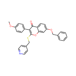 COc1ccc(-c2c(SCc3ccncc3)oc3cc(OCc4ccccc4)ccc3c2=O)cc1 ZINC000013581382