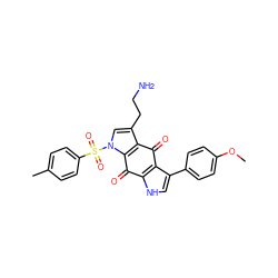 COc1ccc(-c2c[nH]c3c2C(=O)c2c(CCN)cn(S(=O)(=O)c4ccc(C)cc4)c2C3=O)cc1 ZINC000045290011