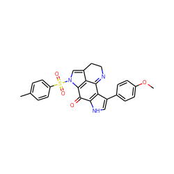 COc1ccc(-c2c[nH]c3c2C2=NCCc4cn(S(=O)(=O)c5ccc(C)cc5)c(c42)C3=O)cc1 ZINC000045284715