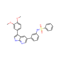 COc1ccc(-c2c[nH]c3ncc(-c4cccc(NS(=O)(=O)c5ccccc5)c4)cc23)cc1OC ZINC000064559876