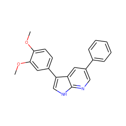 COc1ccc(-c2c[nH]c3ncc(-c4ccccc4)cc23)cc1OC ZINC000299828458