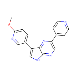 COc1ccc(-c2c[nH]c3ncc(-c4ccncc4)nc23)cn1 ZINC000224530393