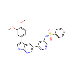 COc1ccc(-c2c[nH]c3ncc(-c4cncc(NS(=O)(=O)c5ccccc5)c4)cc23)cc1OC ZINC000064560148