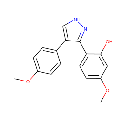 COc1ccc(-c2c[nH]nc2-c2ccc(OC)cc2O)cc1 ZINC000018046717