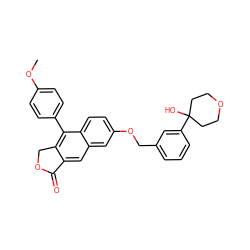 COc1ccc(-c2c3c(cc4cc(OCc5cccc(C6(O)CCOCC6)c5)ccc24)C(=O)OC3)cc1 ZINC000013759195