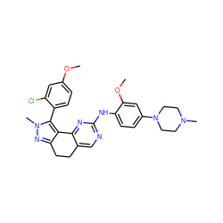 COc1ccc(-c2c3c(nn2C)CCc2cnc(Nc4ccc(N5CCN(C)CC5)cc4OC)nc2-3)c(Cl)c1 ZINC000169702243