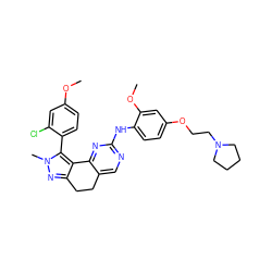 COc1ccc(-c2c3c(nn2C)CCc2cnc(Nc4ccc(OCCN5CCCC5)cc4OC)nc2-3)c(Cl)c1 ZINC000143048355