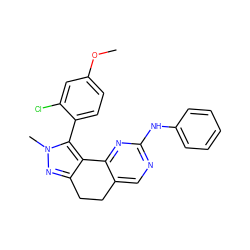 COc1ccc(-c2c3c(nn2C)CCc2cnc(Nc4ccccc4)nc2-3)c(Cl)c1 ZINC000169702242