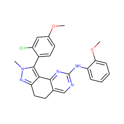 COc1ccc(-c2c3c(nn2C)CCc2cnc(Nc4ccccc4OC)nc2-3)c(Cl)c1 ZINC000169702244