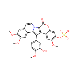 COc1ccc(-c2c3c4cc(OC)c(OS(=O)(=O)O)cc4oc(=O)c3n3ccc4cc(OC)c(OC)cc4c23)cc1O ZINC000003931566