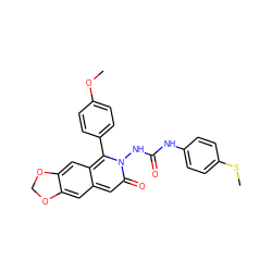 COc1ccc(-c2c3cc4c(cc3cc(=O)n2NC(=O)Nc2ccc(SC)cc2)OCO4)cc1 ZINC000045367390