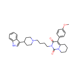 COc1ccc(-c2c3n(c(=O)n(CCCCN4CCC(c5c[nH]c6ccccc56)CC4)c2=O)CCCC3)cc1 ZINC000045284583