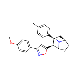 COc1ccc(-c2cc([C@H]3[C@@H](c4ccc(C)cc4)C[C@H]4CC[C@H]3N4C)on2)cc1 ZINC000101165939