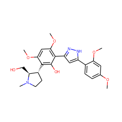 COc1ccc(-c2cc(-c3c(OC)cc(OC)c([C@@H]4CCN(C)[C@H]4CO)c3O)n[nH]2)c(OC)c1 ZINC000058554829