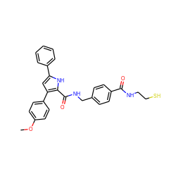 COc1ccc(-c2cc(-c3ccccc3)[nH]c2C(=O)NCc2ccc(C(=O)NCCS)cc2)cc1 ZINC000116536305