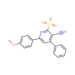 COc1ccc(-c2cc(-c3ccccc3)c(C#N)c(S(C)(=O)=O)n2)cc1 ZINC000001141624