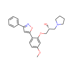 COc1ccc(-c2cc(-c3ccccc3)no2)c(OC[C@H](O)CN2CCCC2)c1 ZINC000071295666