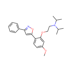 COc1ccc(-c2cc(-c3ccccc3)no2)c(OCCN(C(C)C)C(C)C)c1 ZINC000071294972